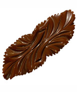 Vintage Bakelite Brown Carved Brooch Pin - $92.17 CAD