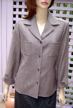 JONES NEW YORK Mocha Brown Herringbone Lined Wool Blend Dress Jacket (10P) - £7.60 GBP