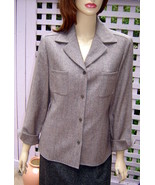JONES NEW YORK Mocha Brown Herringbone Lined Wool Blend Dress Jacket (10P) - £7.75 GBP
