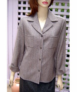 JONES NEW YORK Mocha Brown Herringbone Lined Wool Blend Dress Jacket (10P) - $13.26 CAD