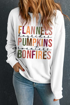 Beige FLANNELS PUMPKINS BONFIRES Graphic Drop Shoulder Sweatshirt - $20.25