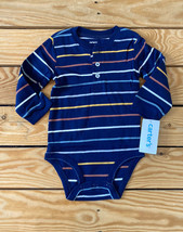 carters NWT $14 baby’s long sleeve stripe one Piece size 9 Months blue J1 - £4.90 GBP