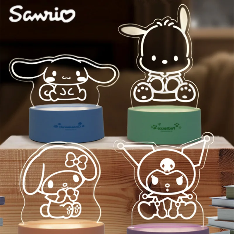 Sanrio Characters Acrylic Night Light Kawaii Melody Cinnamoroll Usb Creative - £14.73 GBP