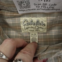 Cabelas Shirt Mens XL Brown Plaid Long Sleeve Button Down Casual Woven Cotton - £18.18 GBP