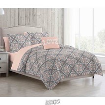 Deco Theory-8-pc. Bed-in-a-Bag Set Damask/Coral Grey 54X75 Polyester Microfiber - £48.35 GBP
