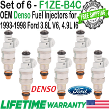 Genuine Denso x6 Fuel Injectors for 1993-1998 Ford 3.8L V6 & 4.9L I6 MP#F1ZE-B4C - $112.85