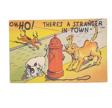 Odell&#39;s Lake Lakeville OH Dogs Fire Hydrant Stranger in Town Postcard Curt Teich - £7.76 GBP
