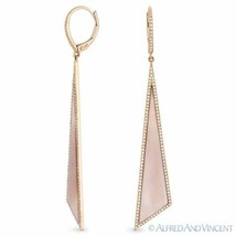 Pink Mother-of Pearl and 0.50ct Diamond 14k Rose Gold Dangling Stiletto Earrings - £941.63 GBP