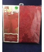Ruby Poinsettia Damask Tablecloth Oblong 60x104” NEW - $9.89