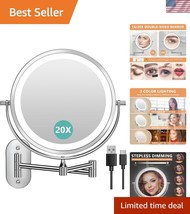 Rechargeable 1X/20X Magnifying Mirror - Touch Dimmable with 3 Color Ligh... - $53.00