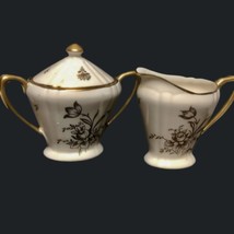 1930s Signed Pickard China 598/76 Sugar n Creamer Set Gold and White Beige - £52.99 GBP