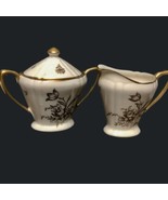 1930s Signed Pickard China 598/76 Sugar n Creamer Set Gold and White Beige - £52.30 GBP