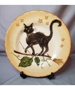 Tabletops Unlimited Wicked Hollow Coupe Dinner Plate Black Cat on Broom ... - £39.18 GBP