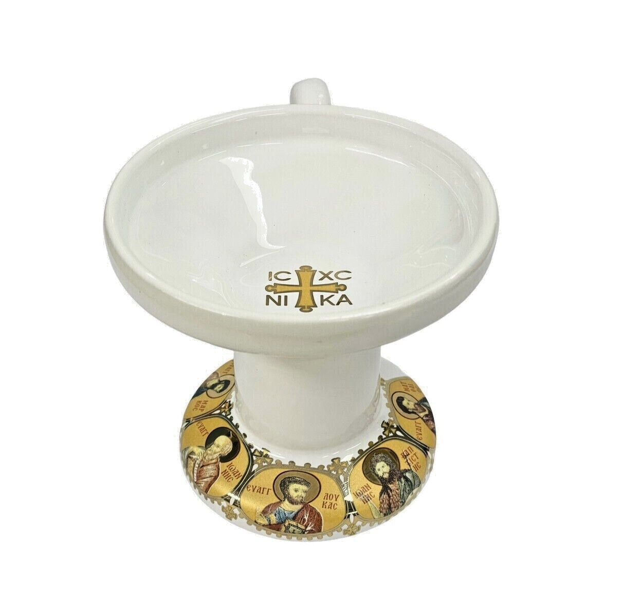 3&quot; Greek Orthodox Icons Design Handmade Ceramic Porcelaine Incense Burne... - $12.11