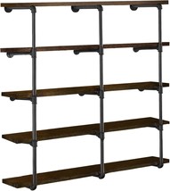 Hitomen Industrial Iron Pipe Shelves, 3 Set 5-Tier, 56&quot; Tall, 12&quot; Depth, Diy - £113.71 GBP