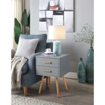 Convenience Concepts Oslo Two-Drawer End Table in Gray Wood Finish - £155.57 GBP