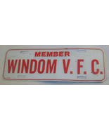 VINTAGE WINDOM VOLUNTEER FIREMAN VFC MEMBER LICENSE PLATE METAL SIGN - £7.73 GBP