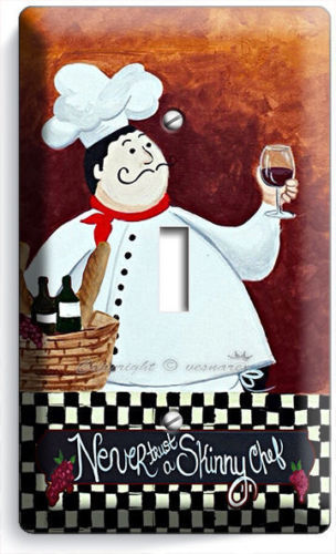 DRUNK FRENCH FAT CHEF SINGLE LIGHT SWITCH WALL PLATE COVERS KITCHEN DINING ROOM
