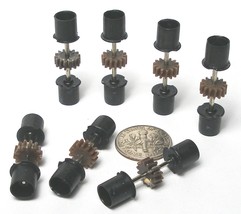 7pc 1991 Tyco Tcr Jam Ho Slot Car Chassis Spiral Gear Rear End Deep Black Wheels - $5.99