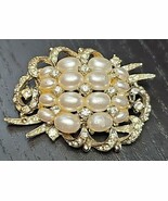 Vintage Art Arthur Pepper Faux Pearl Rhinestone Cluster Brooch Art Deco - €32,64 EUR