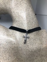 Vintage Kreuz Halskette Edelstahl Amulett Choker - $39.59