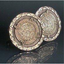 VINTAGE TAXCO 925 STERLING SILVER AND 10K GOLD MAYA CALENDAR DESIGN CUFF... - $102.96