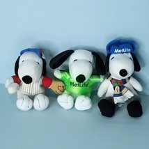 MetLife Peanuts Snoopy Charlie Brown Dog Plush Lot Of 3 Baseball Soccer Olympics - £17.89 GBP
