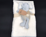 Chick Pea Baby Blanket Set Elephant Lovey White Gray Ribbed Trim - £31.59 GBP