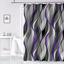 Purple And Grey Shower Curtain For Bathroom Purple And Gray Shower Curtain Fabri - $32.99