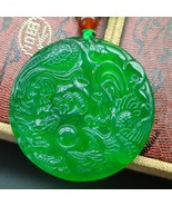   Dragon &amp; Phoenix Jade Pendant Genuine Iron Dragon Emerald Auspicious P... - $30.00
