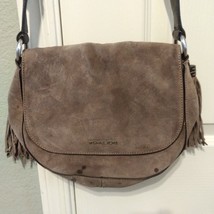 Michael Kors Elyse Suede Leather Saddle Brown Dune Crossbody Bag Purse H... - $28.71