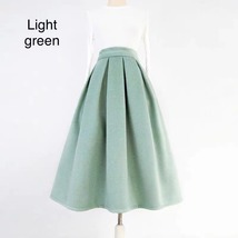 Winter Green Midi Pleated Skirt Women Custom Plus Size Woolen Party Skirt image 9