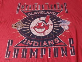 Vintage 1995 Cleveland Indians American League Champions XL T Shirt World Series - £29.74 GBP