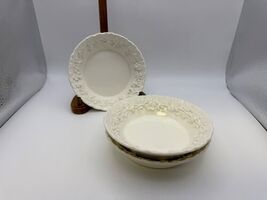 3x Wedgwood Queensware Cream Color on Cream Shell Edge Fruit / Dessert B... - $59.99