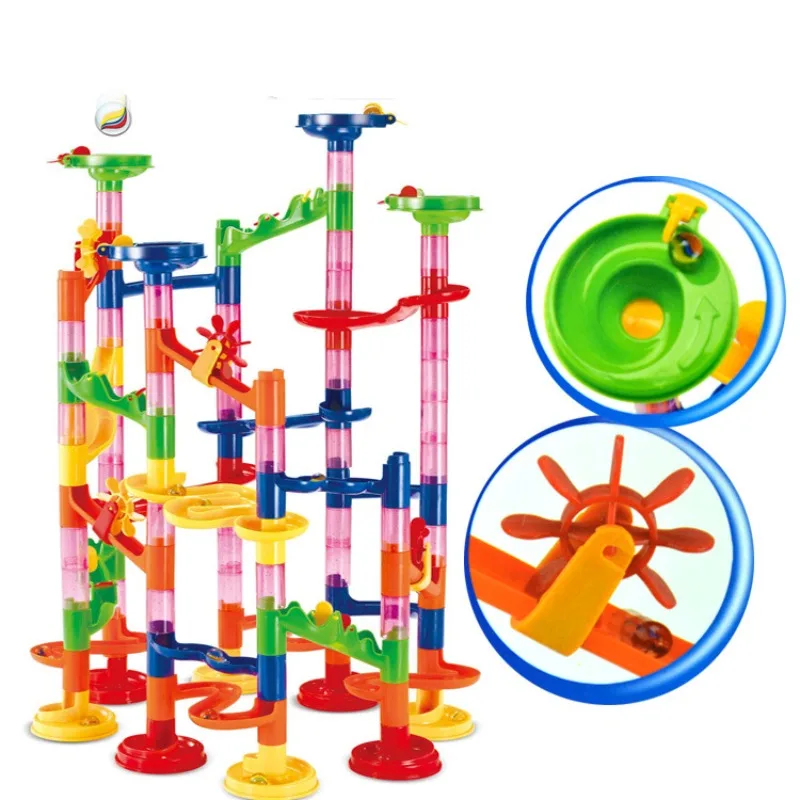 Marble Runs Track Ball Building Blocks Kids 3D Maze Ball Roll Toy DIY Assembly - £20.74 GBP