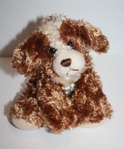 Hugfun Brown Cream Swirl Plush Puppy Dog 7&quot; Soft Toy Stuffed Animal Floppy Small - £11.42 GBP