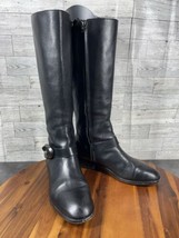 Coach Riding Boots Women 8.5B Brynn Shoes Black Leather Knee High Buckle Strap - $69.12