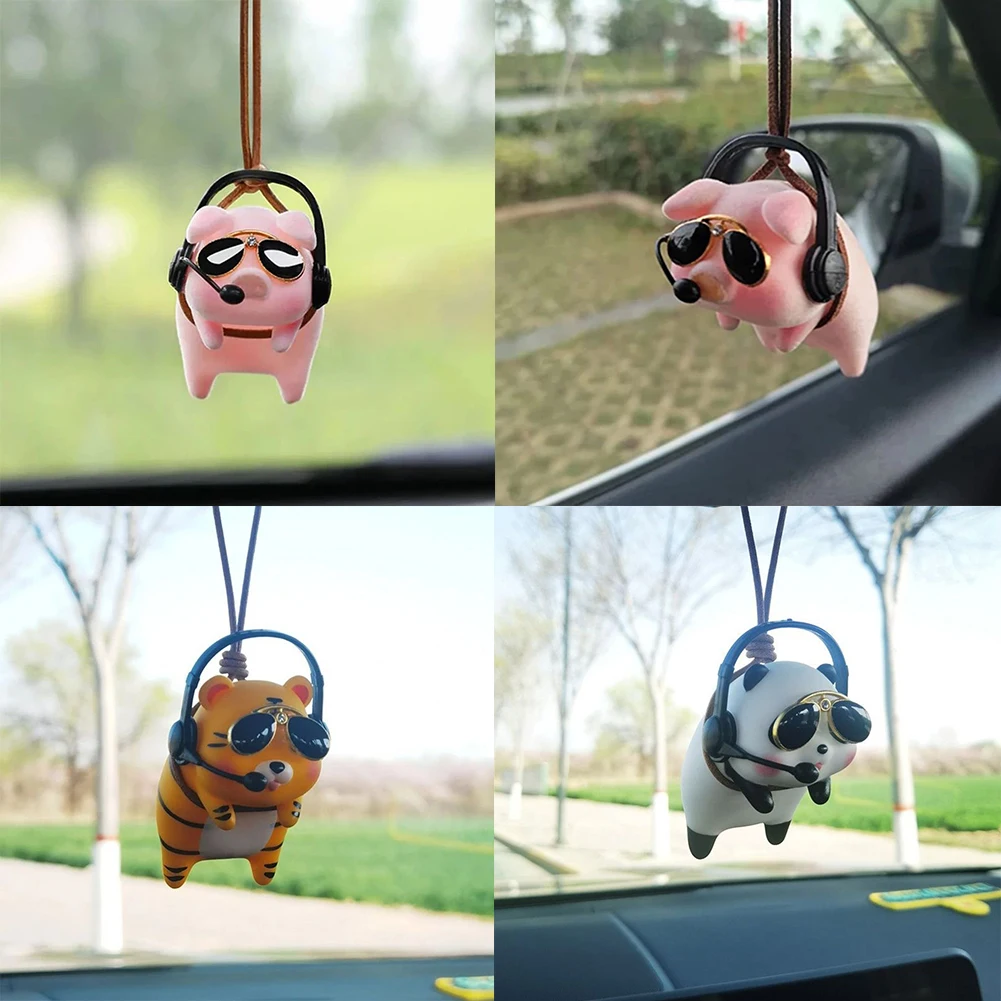 Cute Panda/Pig Car Pendant Auto Rearview Mirror Pendants Decoration 7x4.5x4cm - £10.45 GBP+