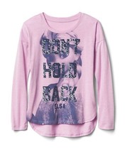 GAP Kids Girls Disney Princess Purple Sequin Long Sleeve Hi Lo Crew Neck... - £13.96 GBP