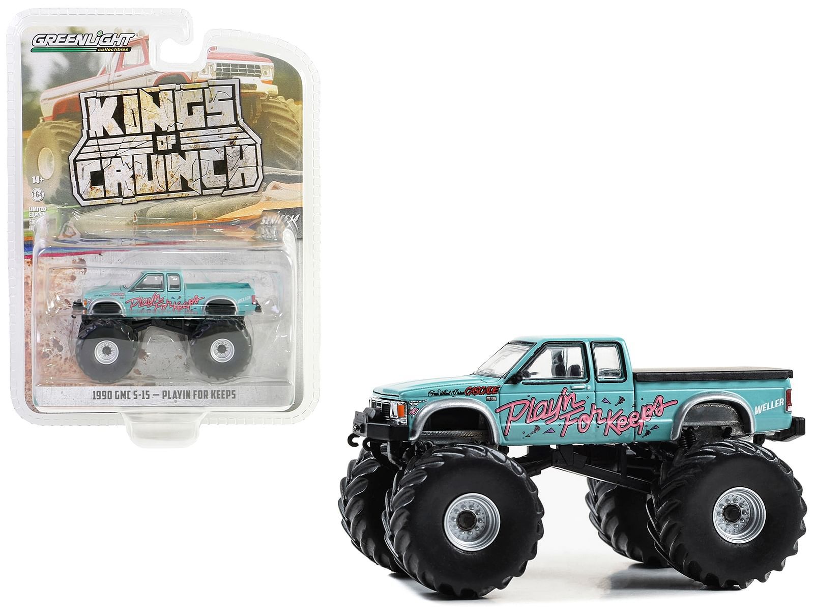 1990 GMC S-15 Monster Truck Light Blue "Playin' for Keeps" "Kings of Crunch" Se - £15.29 GBP