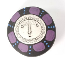 White Clay 3.5in Rattle Sun Face Purple Blue Vintage Native American - £39.58 GBP