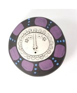 White Clay 3.5in Rattle Sun Face Purple Blue Vintage Native American - $49.95