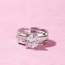 Set da sposa con diamante VVS1 CZ a taglio rotondo da 2 ct con finitura in... - £134.80 GBP