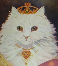 A/S S.L. Barnes &quot;The Queen of Hearts&quot;, White Cat With a Crown Antique Postcard - £9.49 GBP
