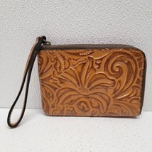 Patricia Nash Cassini Florence Brown Tooled Leather Wristlet Bag Pouch P... - $29.60
