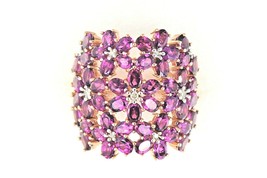 Amethyst Diamond Gold Plated Ring 11.7 g Real Solid Sterling Silver 925 Size 9 - $3,264.75 MXN