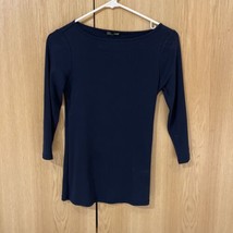 Zara Women Size Small 3/4 Blue Sleeve Boatneck Top   - £13.51 GBP