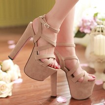 REAVE CAT Woman High heels Ladies pumps Ultra 15cm Block heel sandals 6cm Platfo - £64.73 GBP
