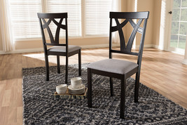 Helina Gray Fabric Upholstered and Dark Brown Finished Dining Chair (Set... - $2,522.06 MXN