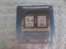 Set Of 2 Ce Think Positively &amp; Be Happy Cross Stitch Sealed Kit - 4&quot; X 5&quot; Ea. - £3.99 GBP